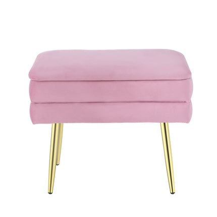 Artiss Ottoman Storage Foot Stool Vanity Velvet Pink.