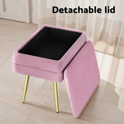 Artiss Ottoman Storage Foot Stool Vanity Velvet Pink.