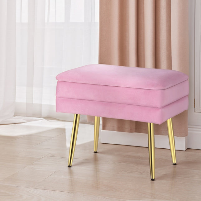 Artiss Ottoman Storage Foot Stool Vanity Velvet Pink.