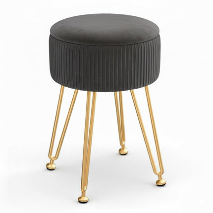 Artiss Ottoman Storage Foot Stool Vanity Velvet Round Grey.