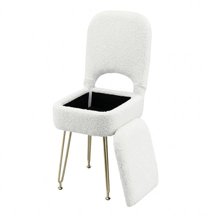 Artiss Storage Ottoman Vanity Stool Foot Stool Folding Back White.
