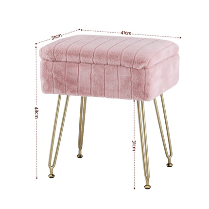 Artiss Storage Ottoman Vanity Foot Stool Pink.