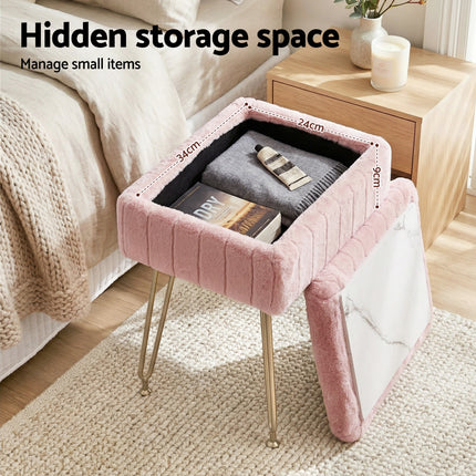 Artiss Storage Ottoman Vanity Foot Stool Pink.