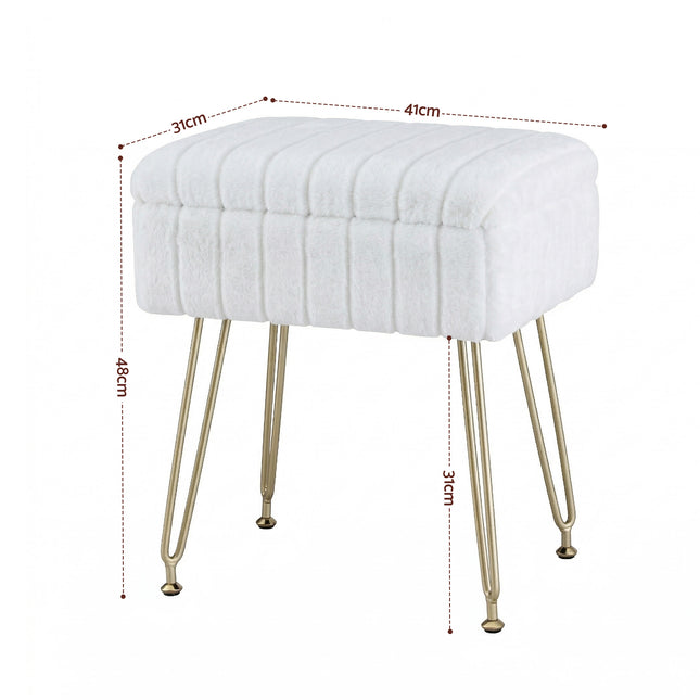 Artiss Storage Ottoman Vanity Foot Stool White.