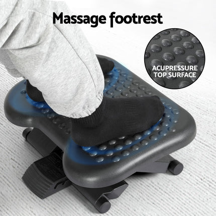 Artiss Foot Rest Stool Office Under Desk Angle Adjustable Footrest Massage Black.