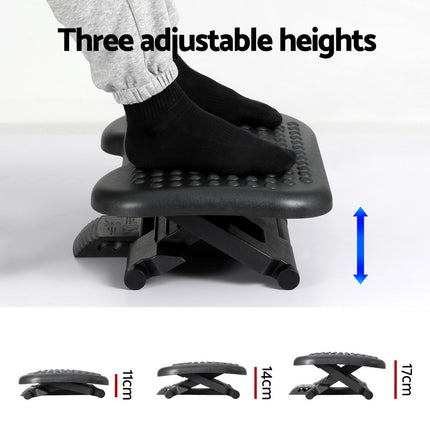 Artiss Foot Rest Stool Office Under Desk Angle Adjustable Footrest Massage Black.
