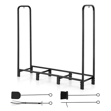 Gardeon Firewood Rack 120cm Wood Rack 3 Sizes Firewood Storage with Tools Black.