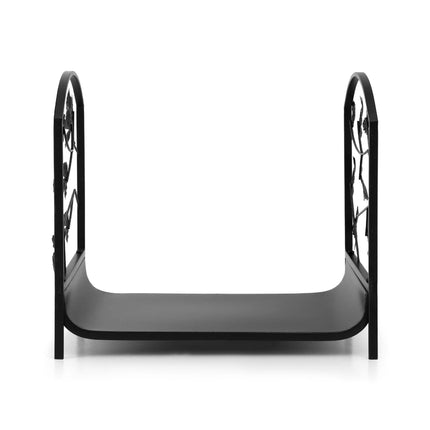 Gardeon Firewood Rack 48cm Wood Rack Firewood Storage Indoor Outdoor Black.