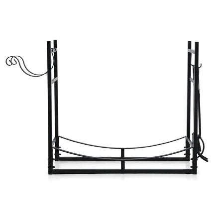 Gardeon Firewood Rack 84cm Wood Rack Firewood Storage Indoor Outdoor Black.