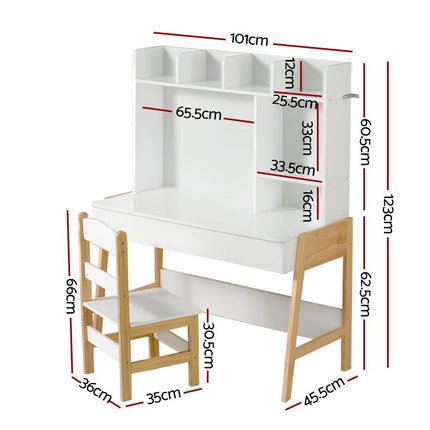 Keezi 2PCS Kids Table and Chairs Set Study Activity Toys Storage Desk Drawer.