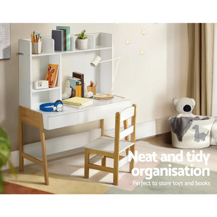 Keezi 2PCS Kids Table and Chairs Set Study Activity Toys Storage Desk Drawer.
