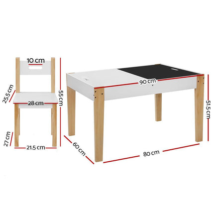 Keezi 3PCS Kids Table and Chairs Set Storage Toys Play Activity Desk Chalkboard.