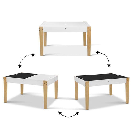 Keezi 3PCS Kids Table and Chairs Set Storage Toys Play Activity Desk Chalkboard.