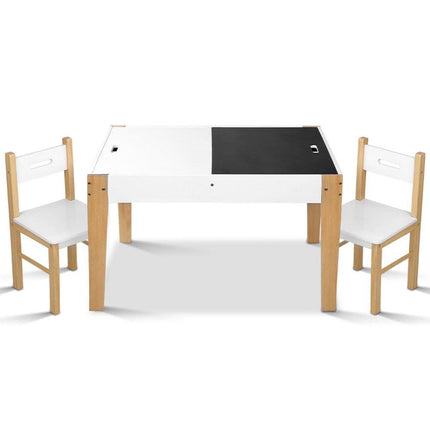 Keezi 3PCS Kids Table and Chairs Set Storage Toys Play Activity Desk Chalkboard.