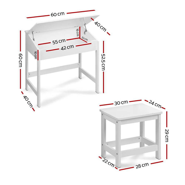 Keezi 2PCS Kids Table and Chairs Set Activity Children Playing Toys Study Desk.