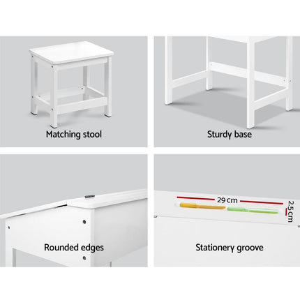 Keezi 2PCS Kids Table and Chairs Set Activity Children Playing Toys Study Desk.