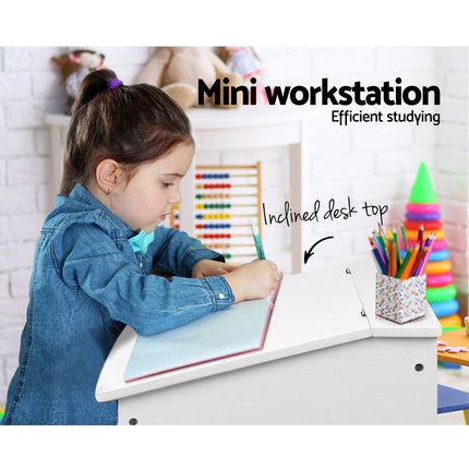 Keezi 2PCS Kids Table and Chairs Set Activity Children Playing Toys Study Desk.
