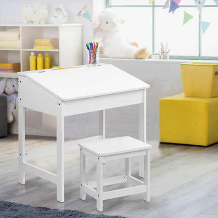 Keezi 2PCS Kids Table and Chairs Set Activity Children Playing Toys Study Desk.