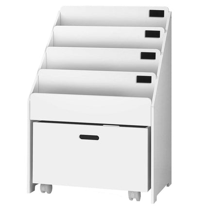 Keezi 4 Tiers Kids Bookshelf Storage Organiser Children Bookcase Drawers Display.
