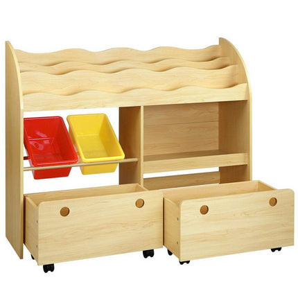 Keezi 3 Tiers Kids Bookshelf Storage Children Bookcase Toy Box Organiser Display.