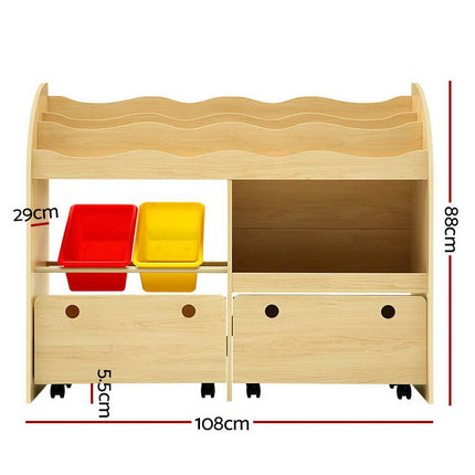 Keezi 3 Tiers Kids Bookshelf Storage Children Bookcase Toy Box Organiser Display.