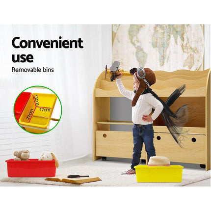 Keezi 3 Tiers Kids Bookshelf Storage Children Bookcase Toy Box Organiser Display.