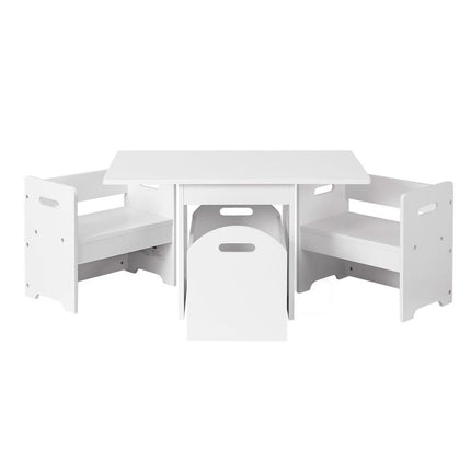 Keezi 3PCS Kids Table and Chairs Set Storage Toys Play Activity Desk.