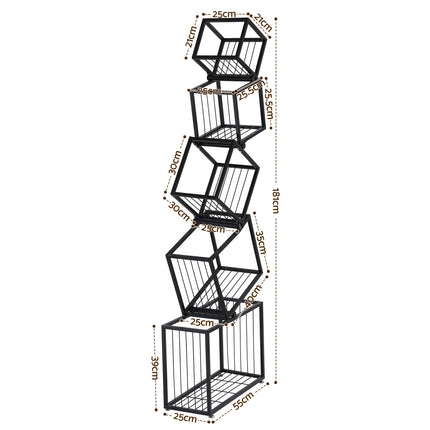 Artiss 5-Tier Bookshelf Metal Geometric Display Shelf Storage Organizer Black.