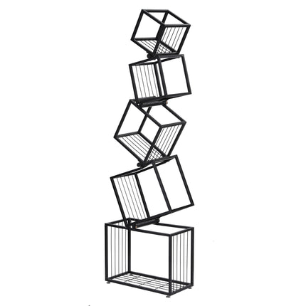 Artiss 5-Tier Bookshelf Metal Geometric Display Shelf Storage Organizer Black.
