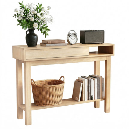 Artiss Console Table Entryway Hallway Sofa Side Table Drawer Shelf 100CM Wood.
