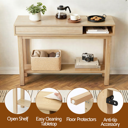 Artiss Console Table Entryway Hallway Sofa Side Table Drawer Shelf 100CM Wood.