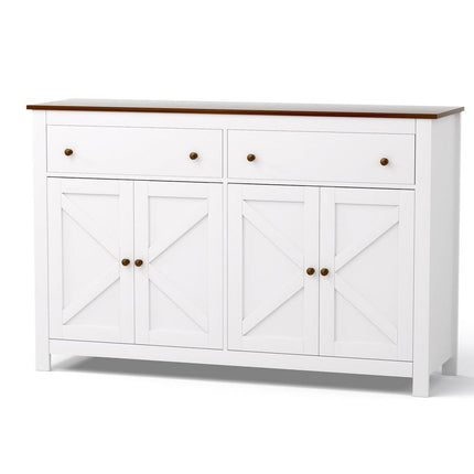 Artiss Buffet Sideboard Storage Cabinet Kitchen Cupboard 2 Drawers 140CM White.
