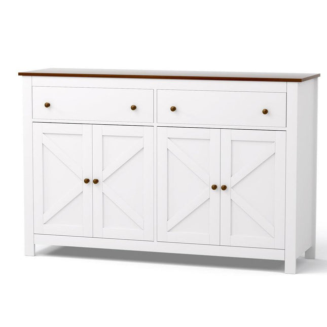 Artiss Buffet Sideboard Storage Cabinet Kitchen Cupboard 2 Drawers 140CM White.