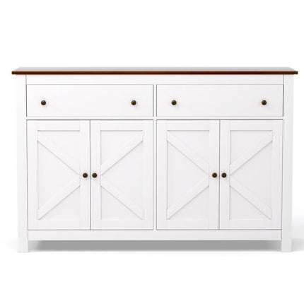 Artiss Buffet Sideboard Storage Cabinet Kitchen Cupboard 2 Drawers 140CM White.
