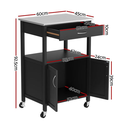 Artiss Kitchen Island Trolley Rolling Serving Cart Storage Drawer Cupboard 60cm.