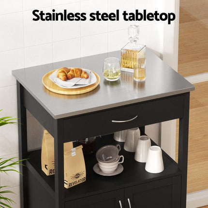 Artiss Kitchen Island Trolley Rolling Serving Cart Storage Drawer Cupboard 60cm.