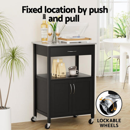 Artiss Kitchen Island Trolley Rolling Serving Cart Storage Drawer Cupboard 60cm.