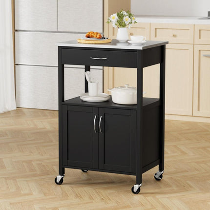 Artiss Kitchen Island Trolley Rolling Serving Cart Storage Drawer Cupboard 60cm.
