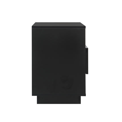 Artiss 2x Bedside Table LED with 2 Shelves - HANA Black.