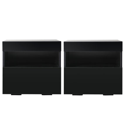 Artiss 2x Bedside Table LED - HERES Black.