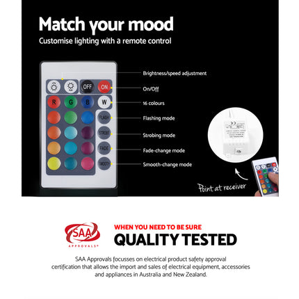 Artiss 2x Bedside Table LED - HERES Black.