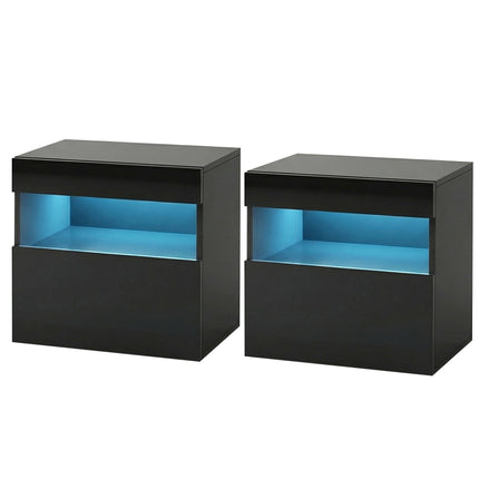 Artiss 2x Bedside Table LED - HERES Black.