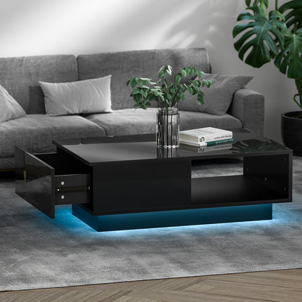 Artiss Coffee Table Led Lights Black.