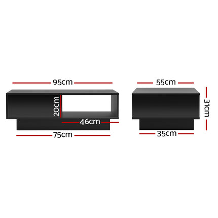 Artiss Coffee Table Led Lights Black.