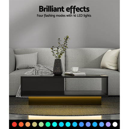 Artiss Coffee Table Led Lights Black.