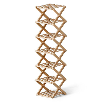 Artiss 7 Tier Bamboo Foldable Shoe Rack Organizer Entryway.