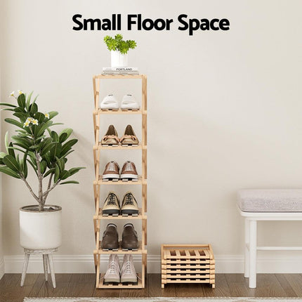Artiss 7 Tier Bamboo Foldable Shoe Rack Organizer Entryway.