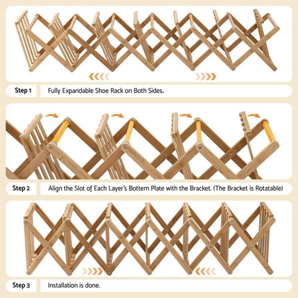 Artiss 7 Tier Bamboo Foldable Shoe Rack Organizer Entryway.