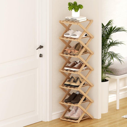 Artiss 7 Tier Bamboo Foldable Shoe Rack Organizer Entryway.