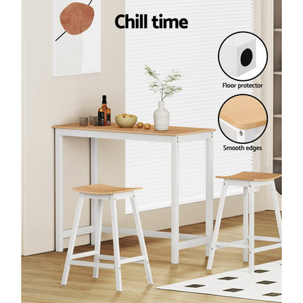 Artiss 2x Bar Stools Wooden Chairs Oak.